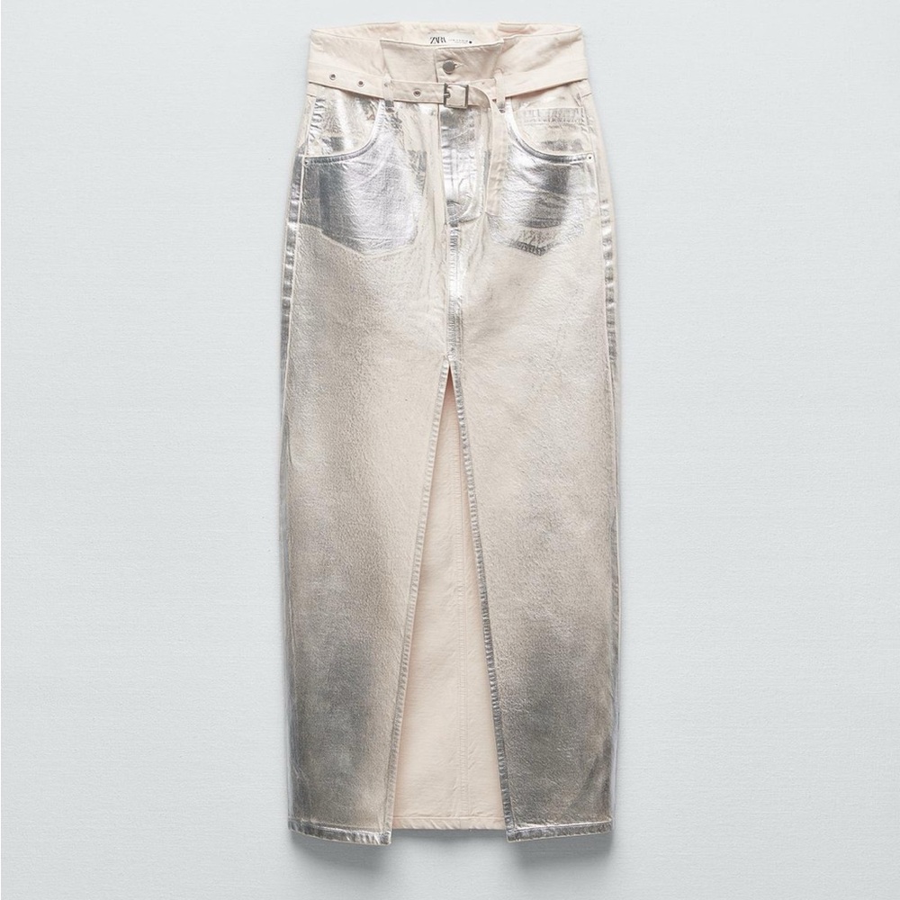 Zara ZW METALLIC MIDI SKIRT SZ. XXL Brand New! Maxi